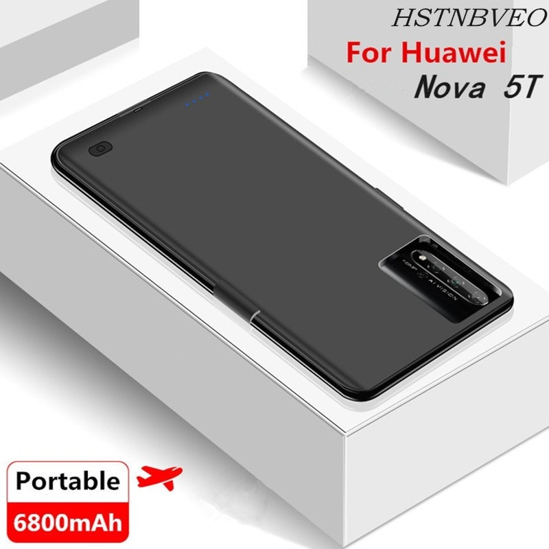 Hstnbveo 6800Mah Draagbare Opladen Vermogen Case Voor Huawei Nova 5T Batterij Case Power Bank Acculader Case Voor nova 5T