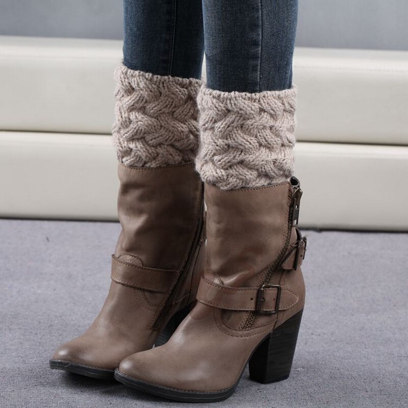 1 Pair Women's Knitted Boot Cuff Socks Leg Warmers Christmas Boot Cover Autumn Winter Christmas boot cover