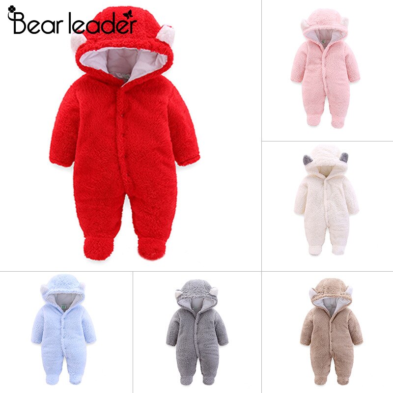 Bär Führer Neue Baby Mädchen Niedlichen Winter Strampler Neugeborenen Jungen Karikatur Ohr Nette Feste Kleidung freundlicher Warme Flanell strampler