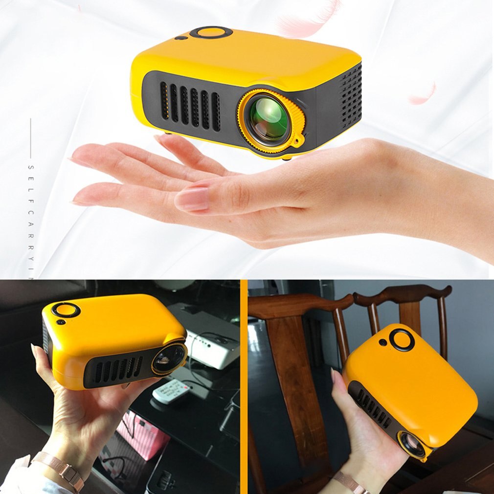 A2000 Home Mini Pico Projector Led Entertainment Support Hd Projector Highlight Optical Lens Multifunctional Interface Orange