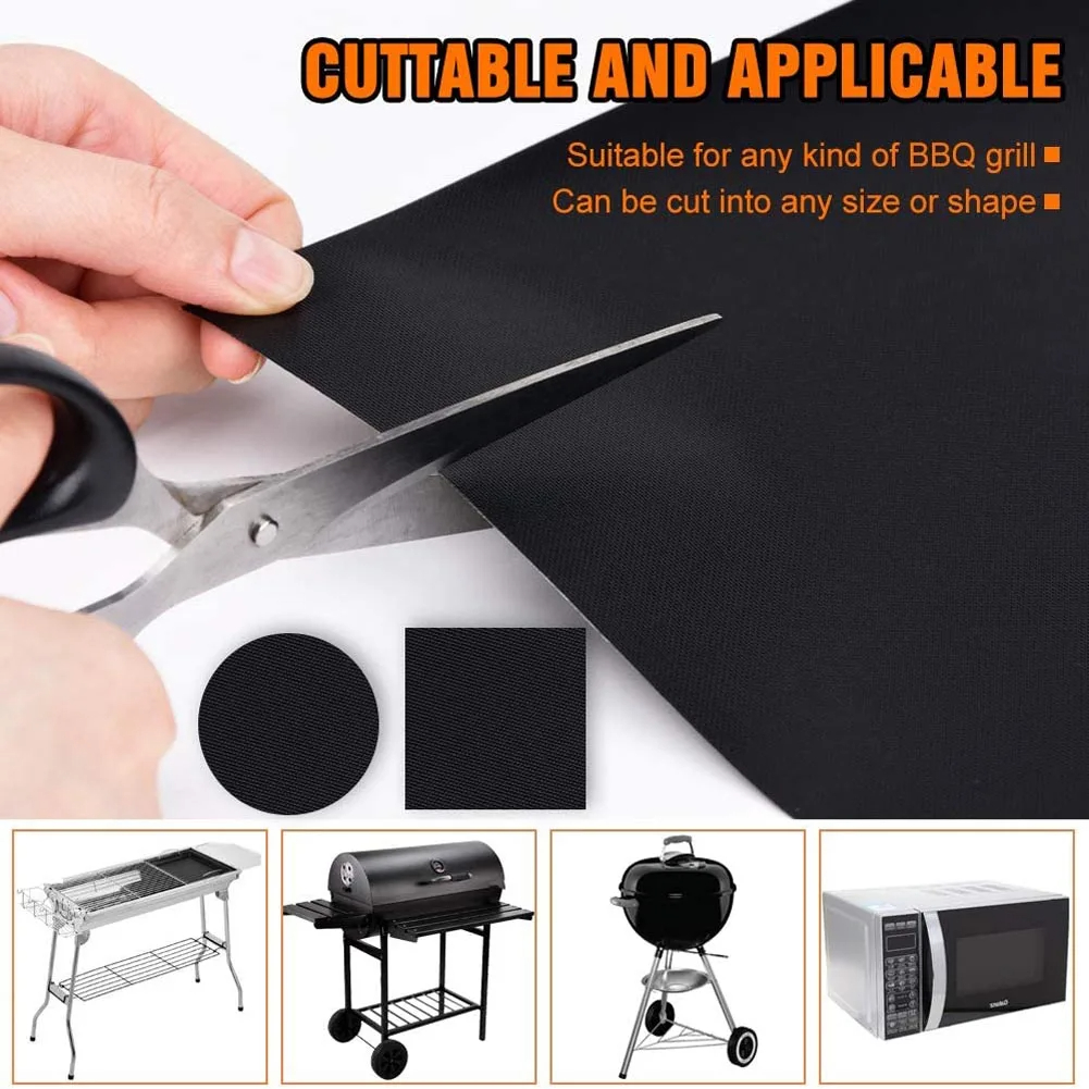 3-10 Pcs Non-stick BBQ Grill Mat 40*33cm Baking Mat BBQ Tools Cooking Grilling Sheet Heat Resistance Easily Cleaned Kitchen Tool