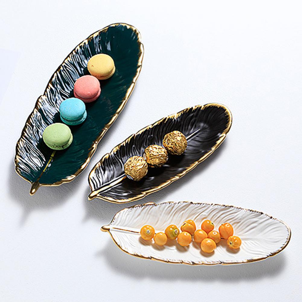 Placas de jantar estilo europeu forma de penas porcelana placa de jantar servindo pratos de armazenamento de alimentos prato bandeja de servir pratos de cena