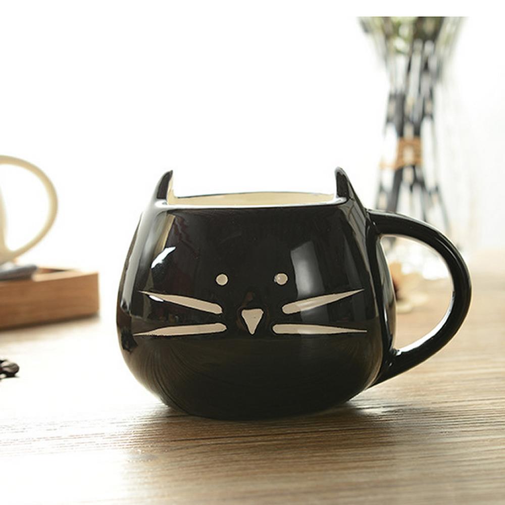 Taza de cerámica blanca/negra para parejas, taza para amantes, café, leche, 420ml: Negro