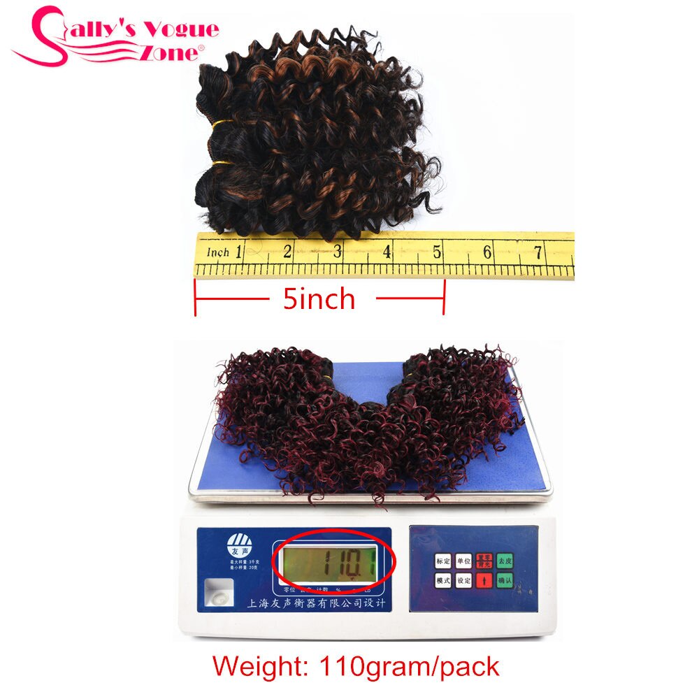 Sallyhair-extensiones de pelo rizado Afro, tejido de pelo rizado de ganchillo, Color negro, trama sintética de alta temperatura, 3 unidades por lote