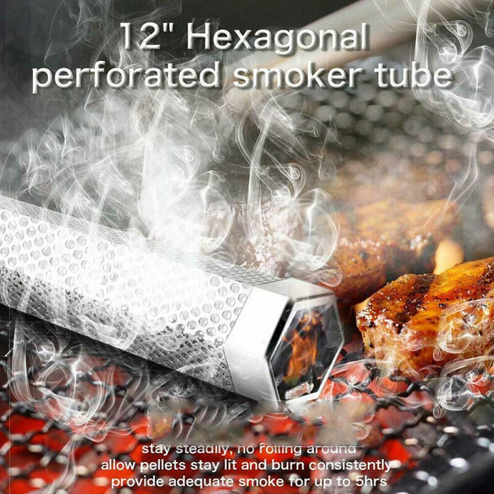Fyrkantig rund bbq grill kallrökning mesh rör rök rökare rostfri generator pellet  s4 z 5