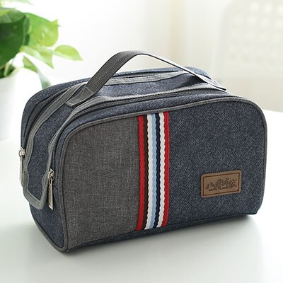 Women Insulated Oxford Lunch Bag Cotton Denim Blue Portable Thermal Lunch Box for Kids Food Cooler Bags Picnic Tote: 80064