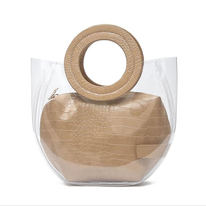 Ensemble de sacs à main pour femmes, lot de 2 pièces, emballage transparent en pvc, seau, chignon, maman, bagages, ,: as   photo      4