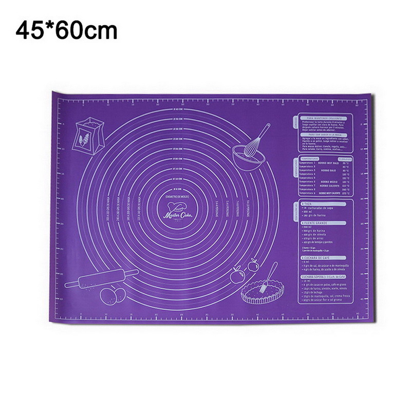 Siliconen Gebak Mat Bakken Matten Met Meting Non-stick Bakken Teller Panel Deeg Rollen Sheet Voor Pizza Taart Keuken gereedschap: 45x60cm Purple