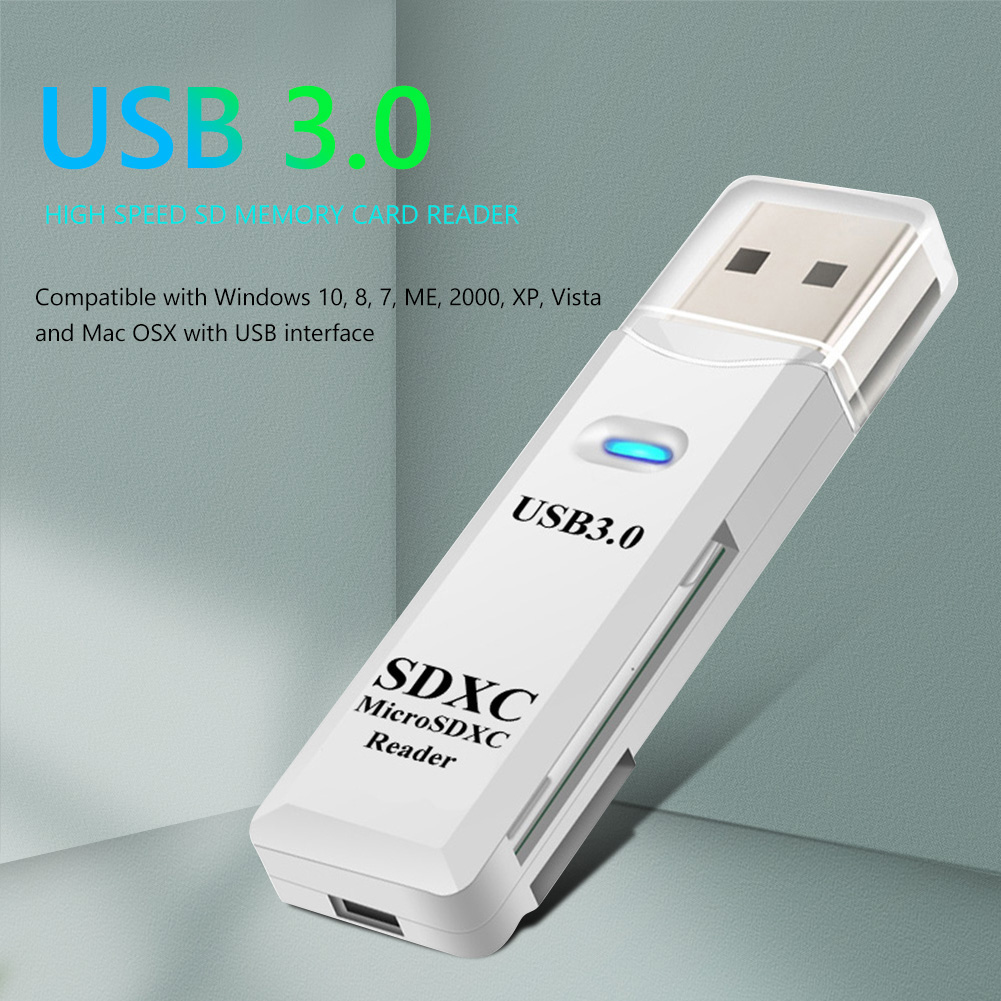 2 In 1 Tf Kaartlezer Usb 3.0 Adapter Drive Gratis Kaartlezer Geheugen Secure Digital Cardreader Met Led Indicator voor Laptop