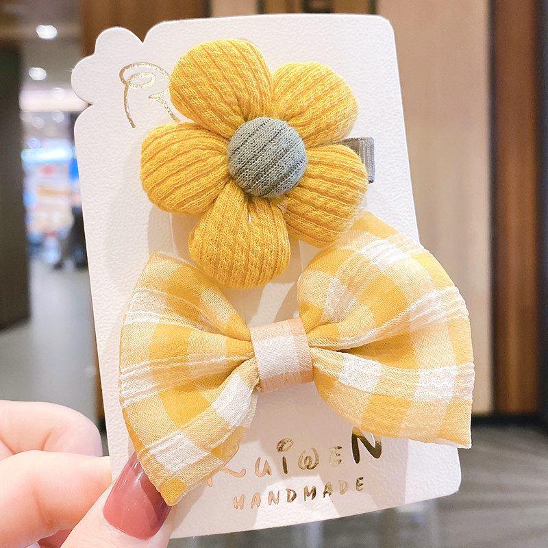 Bebê clipes de cabelo pinos para crianças kawaii pequenas flores da criança do bebê meninas xadrez acessórios para o cabelo conjunto criança barrettes bb clipe arco: 4