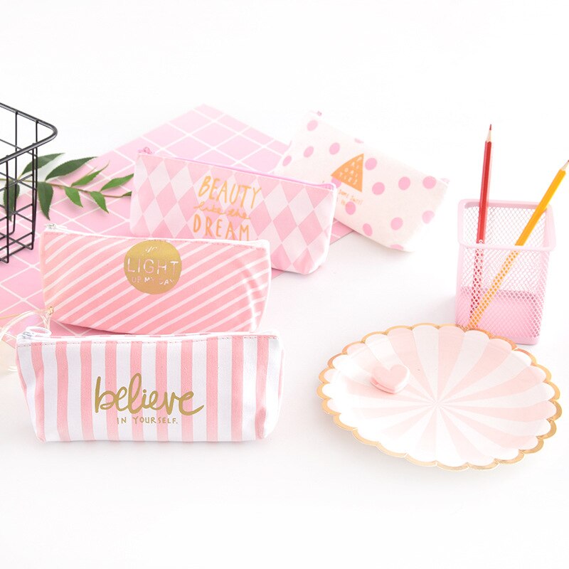 1pcs Cute Peach Pencil Case Plush Big Capacity Pencil Bag for Girls Kids Children Office School Supplie Stationery