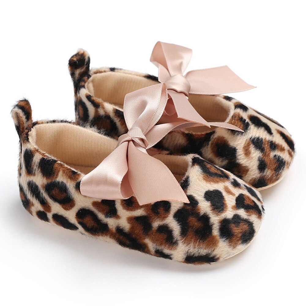 Toddler Cute Girl Leopard Print Tie Soft Newborn Anti-slip Baby Shoes Leopard Print Newborn Anti-slip Classic Sports Sneakers: 4