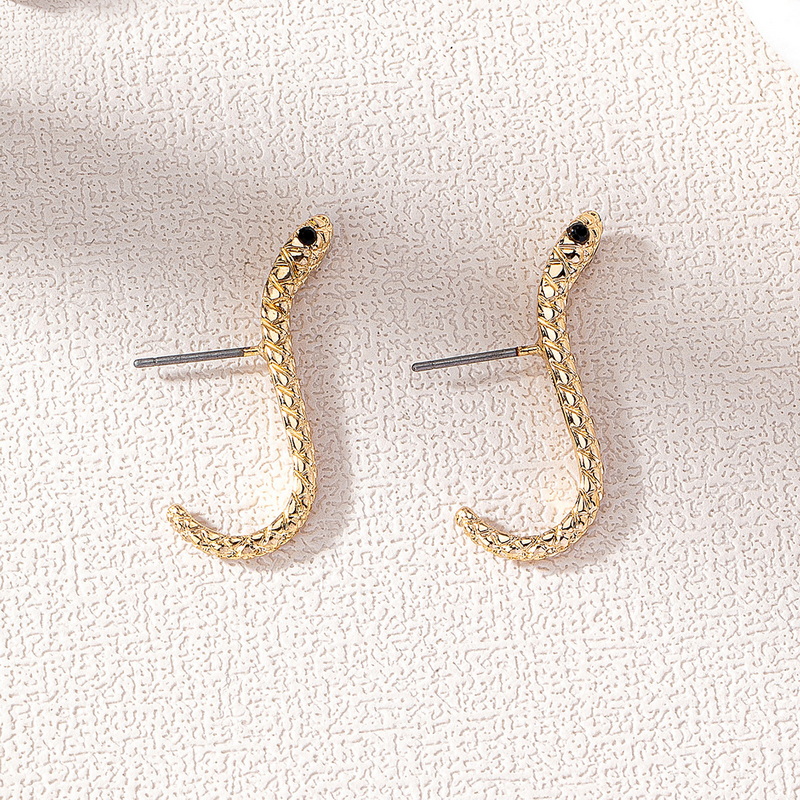 Pendientes de bobinado en forma de serpiente para hombres y mujeres, Color dorado, Vintage, Punk, Animal, Metal, fresco, hip hop, joyería de ,