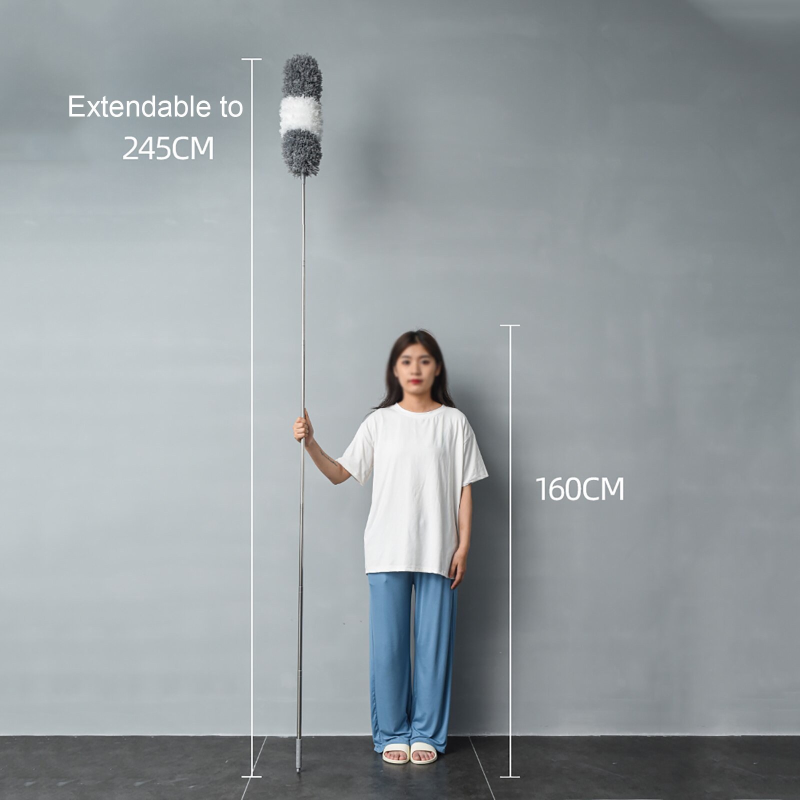 Retractable Super long Duster, Brush for Ceiling Spider Web Dust Removal Scavenging, Household Cleaning Tool