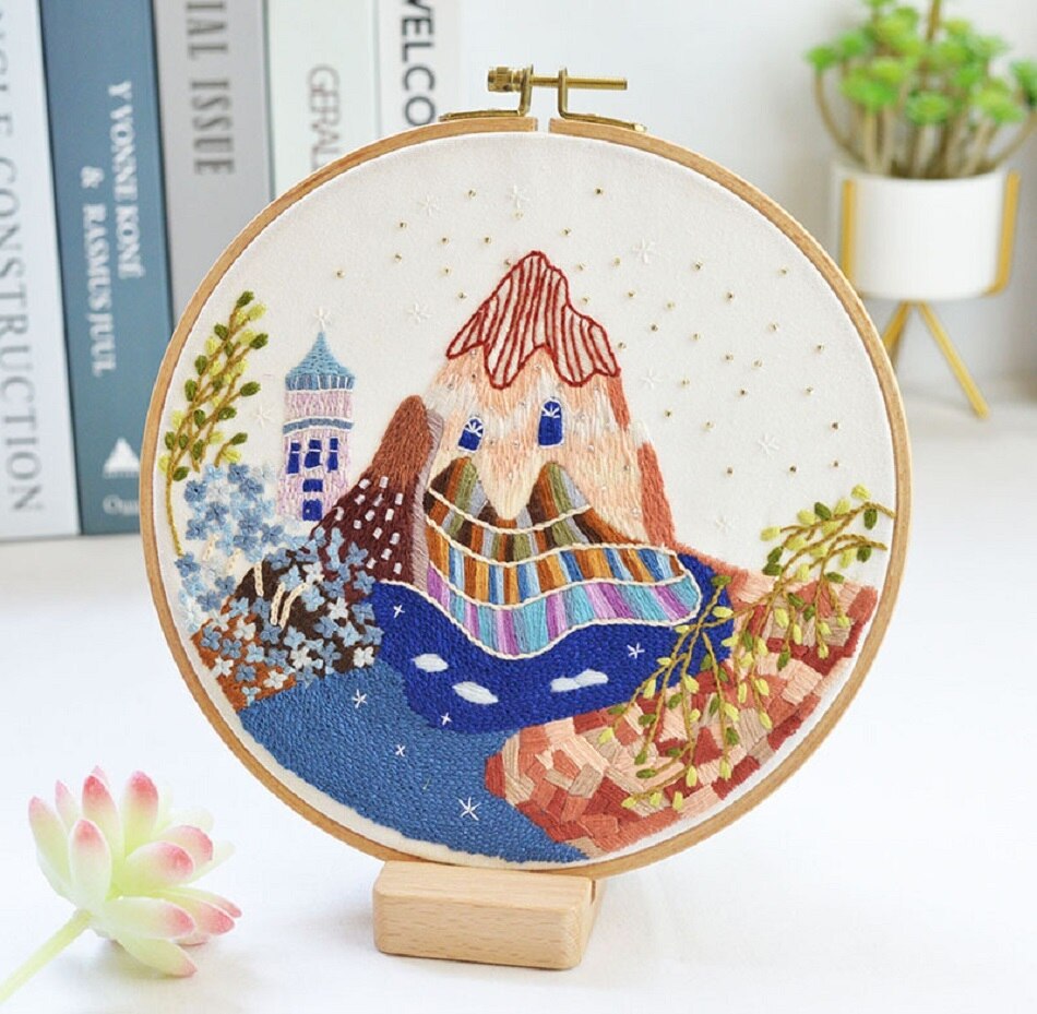 DIY Embroidery Flower Handwork Needlework for Beginner Cross Stitch Kit Ribbon Painting Embroidery Hoop Home Decoration: 04
