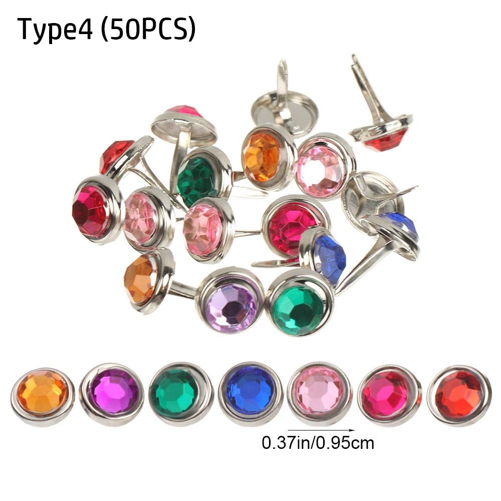 100Pcs Metal Studs Spikes Mini Brads Scrapbooking Versiering Sluiting Sluiting Diy Fotoalbum Ambachten Decoratieve Tweevoetige Nail: Type 4(50PCS)