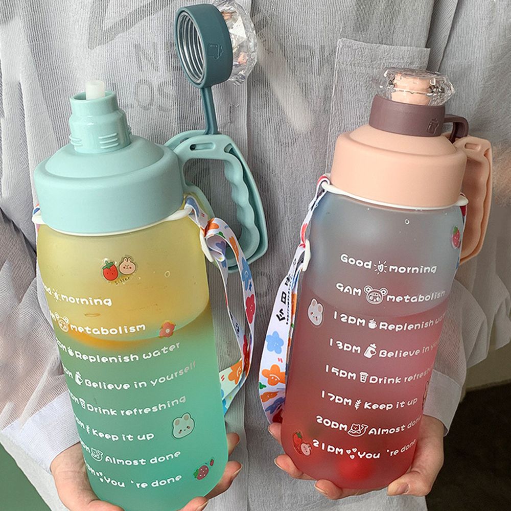 Báscula de tiempo esmerilada para estudiantes, botella de agua de plástico, taza de paja de gran capacidad, 18L