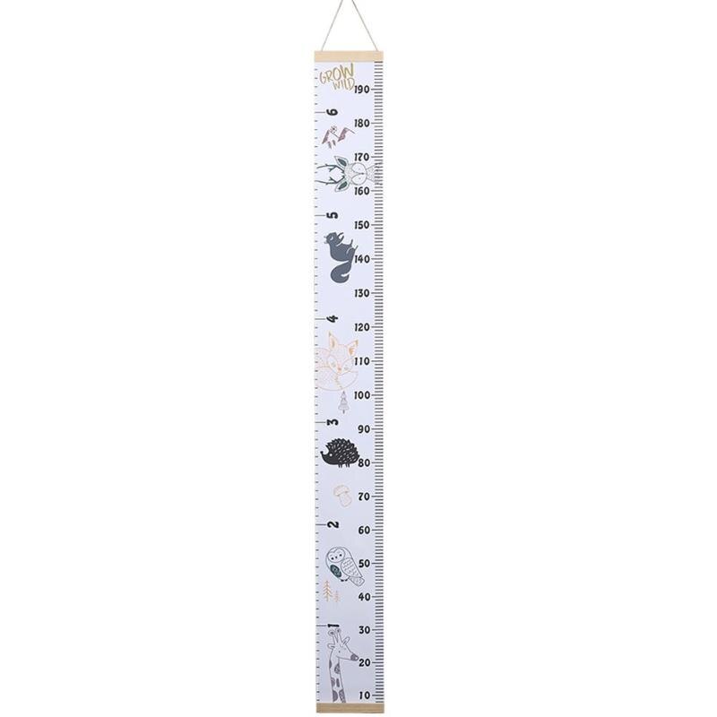 Height Measure Ruler Kids Waterproof DIY Simple Home Decorative Baby Growth Charts Canvas Hanger with Stick: A