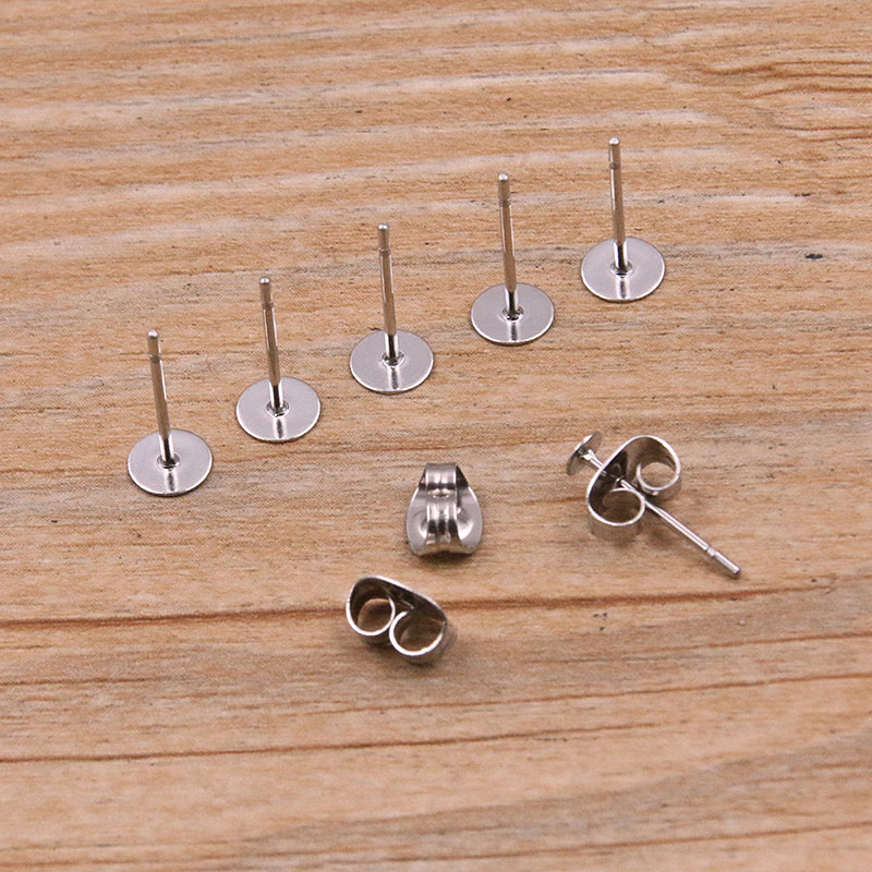 100 Borchie Per Orecchie In Acciaio Inox Con Dadi - 15x3mm - Foto 1