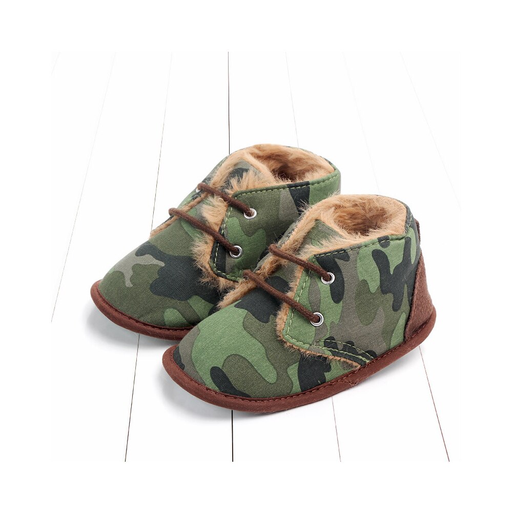 Winter Infants Shoes Plush Sneaker Walking Soft-Soled Non-Slip Leopard Zipper Birthday Unisex Shoes: D / 3-5 Months