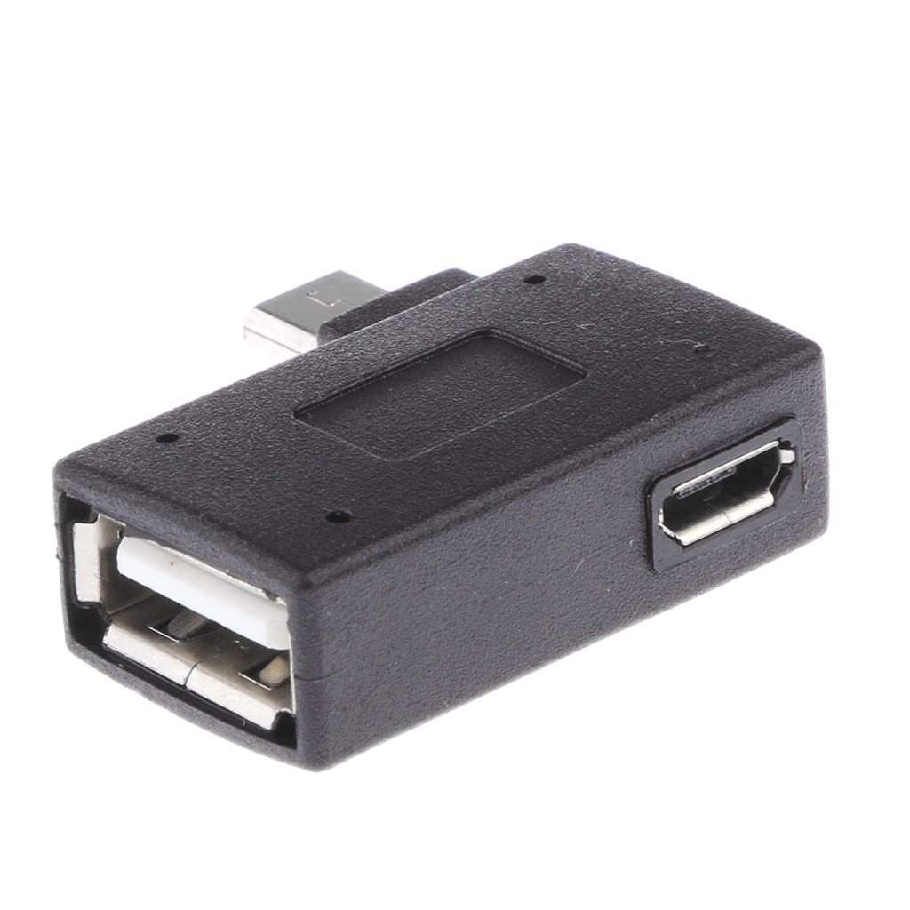 Kannettava 90 asteen vasen kulma mikro-usb 2.0 otg-muunnin isäntäsovitin usb-virta android-älypuhelimelle samsungille xiaomille