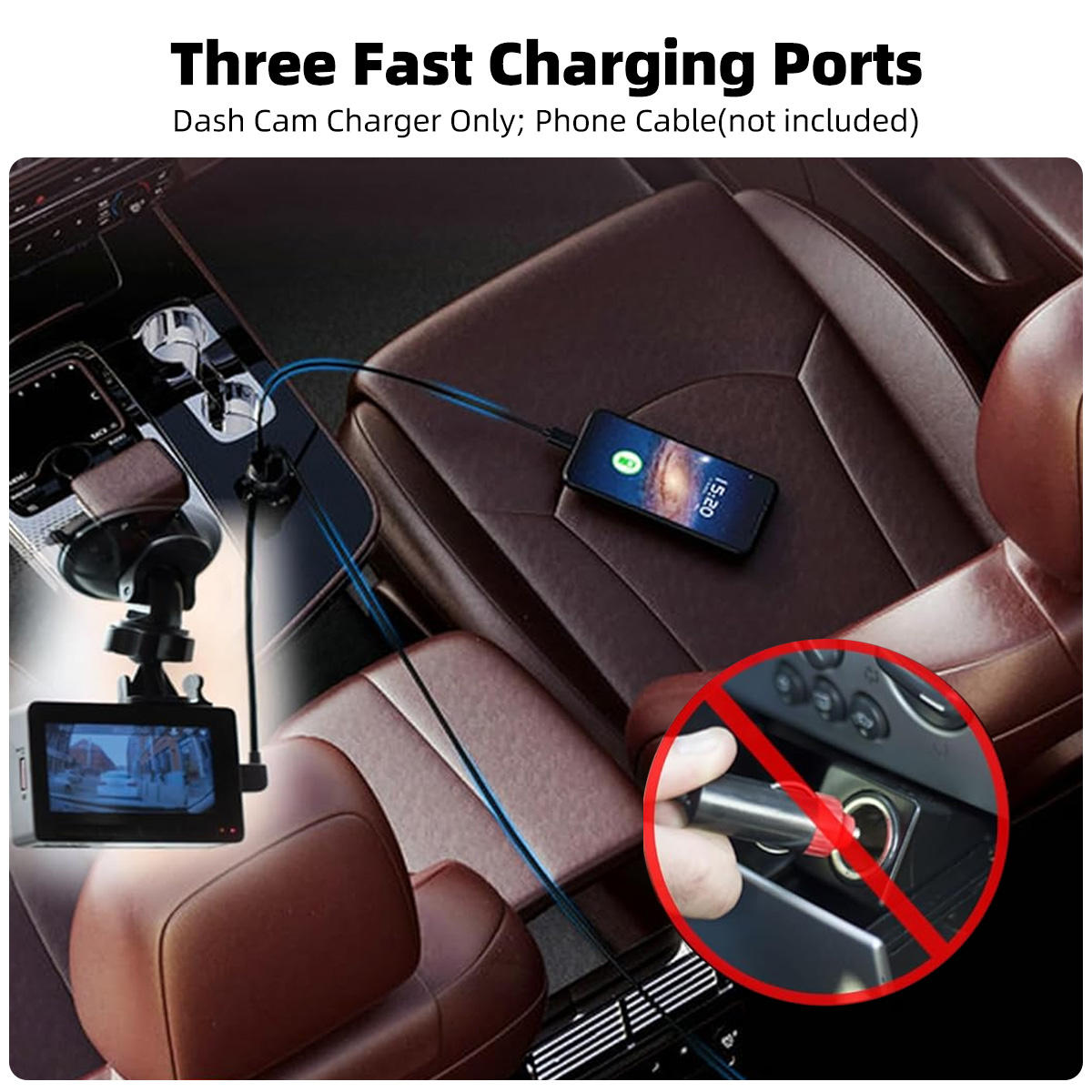3m type c dashcamkabels, 5v snellaadkabels 2a usb-c voedingskabels voor auto-dvr-camera's, gps-recorders, lange kabeladapter, oplader