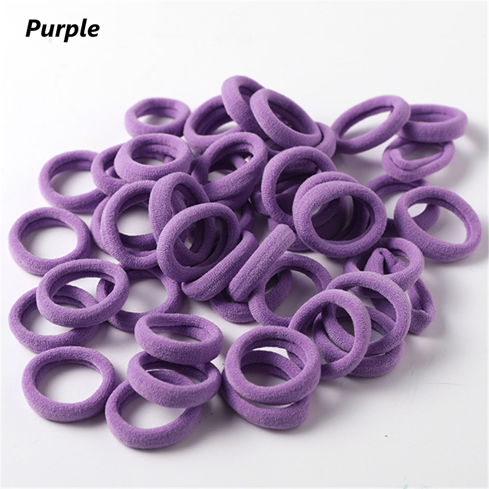 50pcs No-damage Hair Ropes Mini Elastic Rubber Hair Bands for Women Seamless Hair Ties Ponytail Holders Hair Accessories: Purple