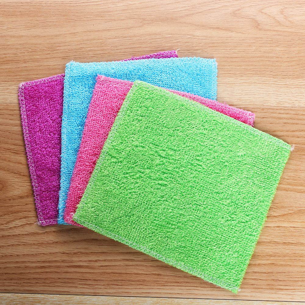 1/5PCS Magic Bamboo Fiber Kitchen & Dinning Anti-grease Cleaning Rags Washing Towel Dish Cloth Scouring Pad
