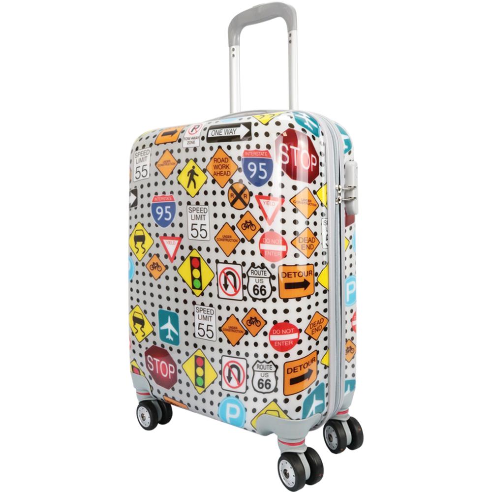 MERCURY TEXTIL-Equipaje de Mano,55cm Ligera con4 Ruedas,película Protectora Que se Quita,Material Policarbonato(Señales trafico)