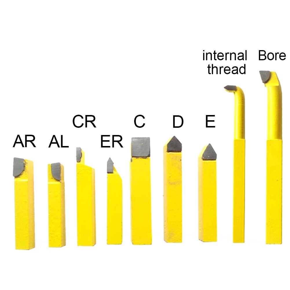 9pcs Alloy Carbide Brazed Tipped Lathe Tools Set 8*8mm Shank Turning Milling Tool Welding Cutter Bit For Metal