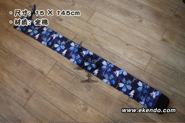 -ikendo.net - sg046 -  bomullsmaoyin mönster shinai väska- för tre shinais med axelrem - bomull kendo shinai