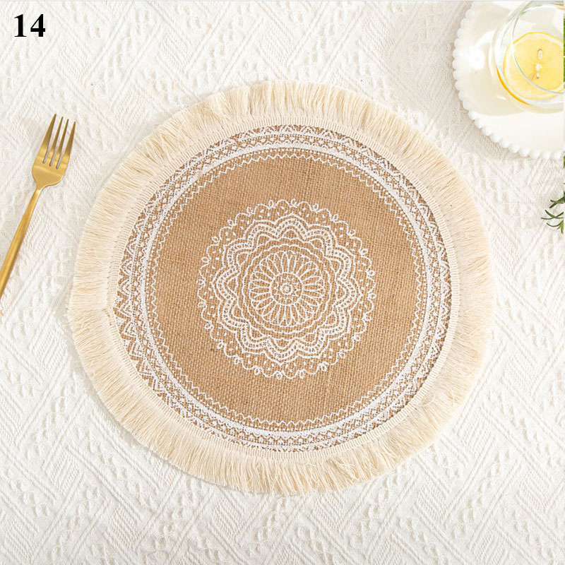 Coffee Cup Mats Woven Placemats Printed Jute Placemats Tassel Placemat Vase Cushions Furniture Decoration Heat Insulation: 14