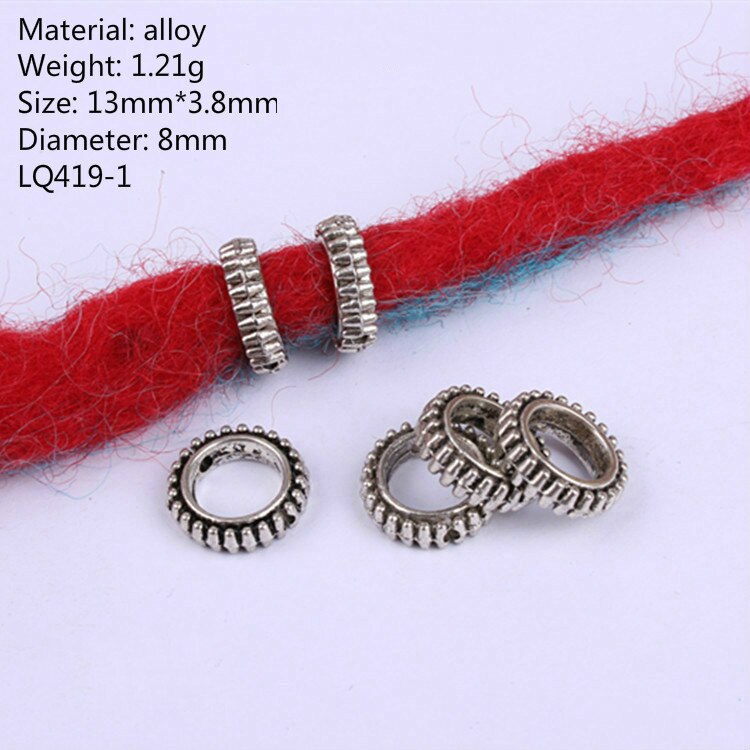 5 stk retro sølvfarvet guld farve hår flet ring tilbehør klips til kvinder piger dreadlocks perler cirkel styling værktøj hul 5-7mm: Nr. .4