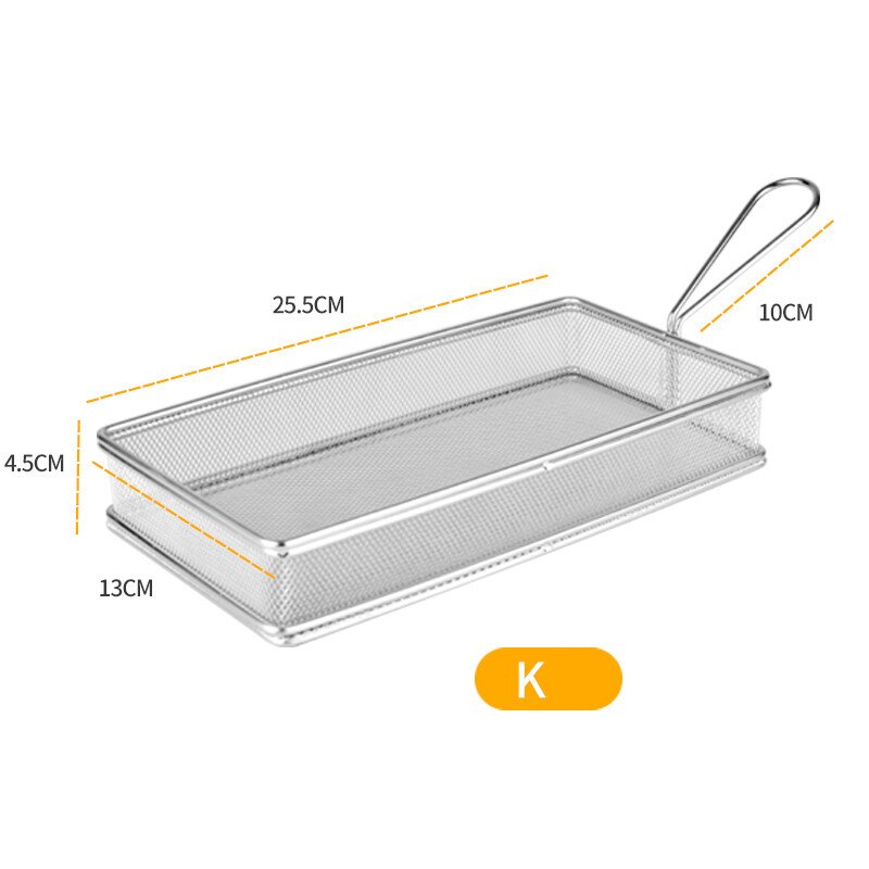Mini cesta de acero inoxidable para freír pollo frito, cesta de acero inoxidable para patatas fritas, red para aperitivos, herramientas de cocina: K
