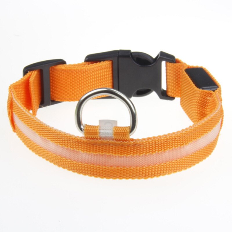 Nylon LED Dog Collar Light Night Safety LED Flashing Glow Pet Supplies Pet Cat Collars Dog Accessories for Small Dogs Collar LED: Orange / M