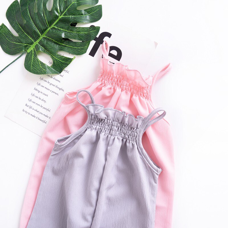 Baby Mädchen Jungen Strampler Outfits Baumwolle ärmellos Nette freundlicher Baby Mädchen Solide Blumen- Halfter Schlinge Strampler Kleinkind Kleidung