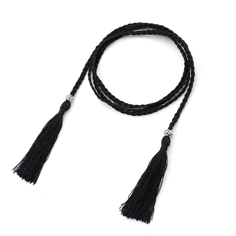 Bijoux pour femmes, accessoire de taille, chaînes rondes suspendues couleur argent, chaîne de taille géométrique croisée, nouvelle: Tassel Belt