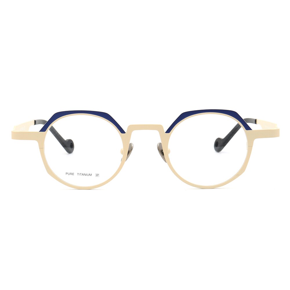 Women Round Pure Titanium Eyeglass Frames Men Vintage Optical Glasses Frames Prescription Eyewear Light Spectacles Retro Blue