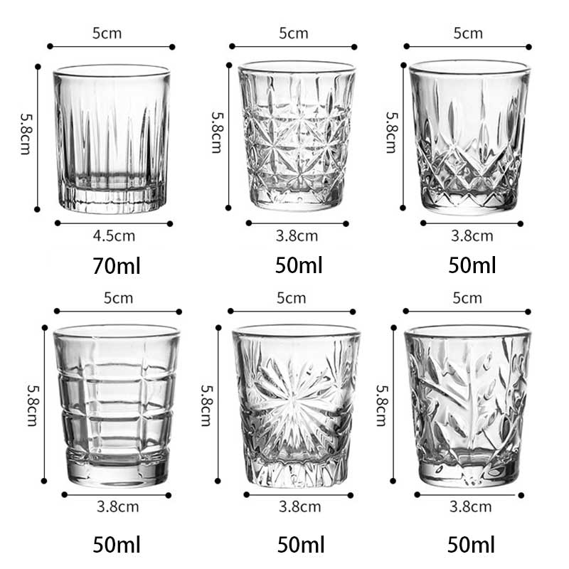 6Pcs Gesneden Patronen Shot Glass Whisky Wijn Vodka Bier Wijn Glazen Bar Club Party Cocktail Glas Home Geesten drinkware