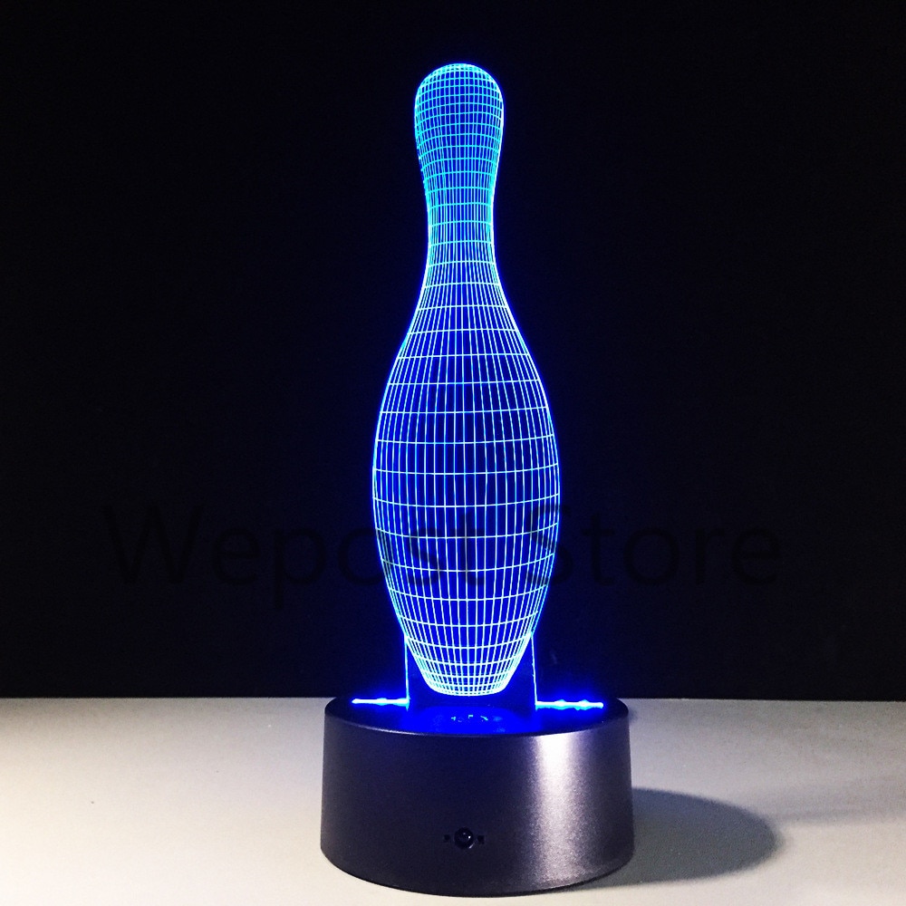 bowling vorm LED Nachtlampje 3D Mood Lamp Usb 7 kleuren veranderende Bowlingbal Tafellamp Decor