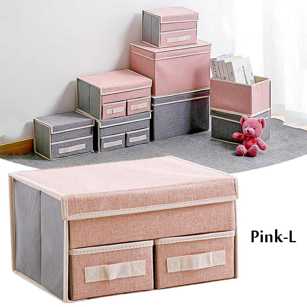 Lagerung Schublade nicht gewebte Faltbare Socken Lagerung Korb Behälter Schreibtisch Schrank Kosmetische Organizer für Unterwäsche Schmuck Schal Socken: L Rosa