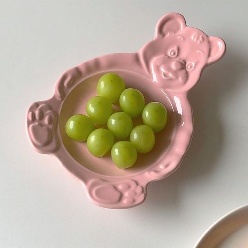 Koreaanse Versie Zoete Beer Dessert Kom Koreaanse Fruit Ontbijt Granen Kom Keramische Servies: Pink plate