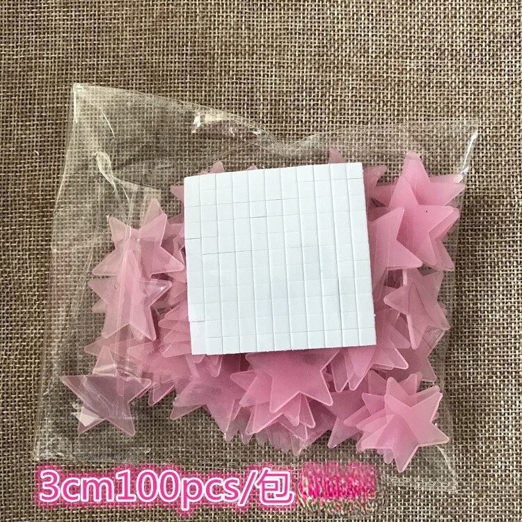 100pcs 3D Stars Glow In The Dark Wall Stickers Luminous Fluorescent Wall Stickers For Kids Baby Room Bedroom Ceiling Home Decor: pink