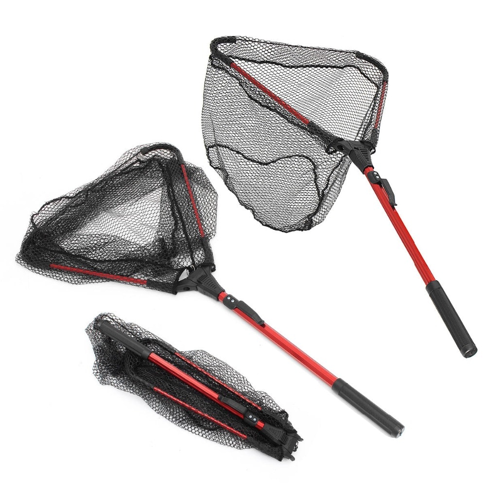 Retractable Aluminum Alloy 80cm Single Triangular Ultra-Light Folding Handle Fishing Landing Net Fishing Tools Accessories