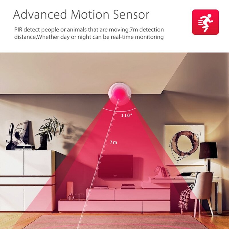 Wifi bevegelsessensor alarmdetektor pir bevegelsesdetektor til smart hjemmeautomatisering og appvarslingsvarsler, ingen hub behov