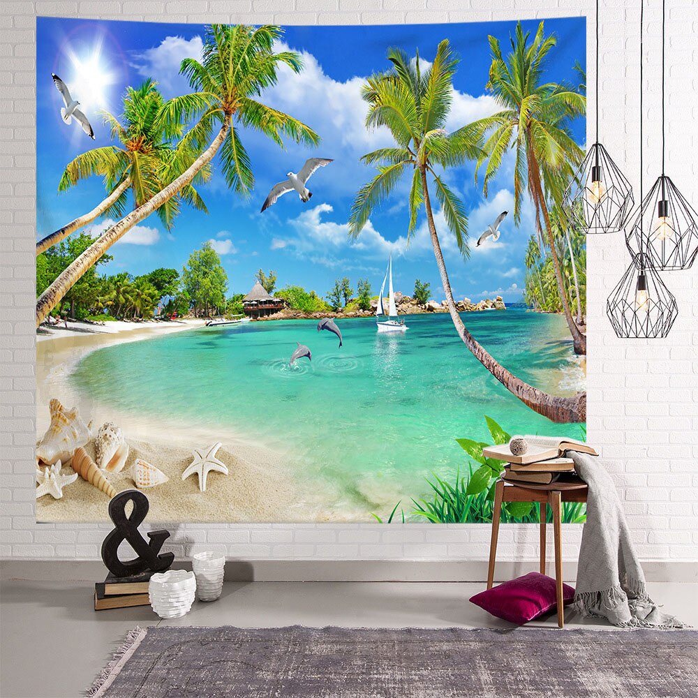 3D plage couverture vague Mandala tenture murale tapisserie paysage marin peinture à l'huile Yoga tapis de couchage Sandbeach voyage Camping tapis: 150x200cm / Pattern 2