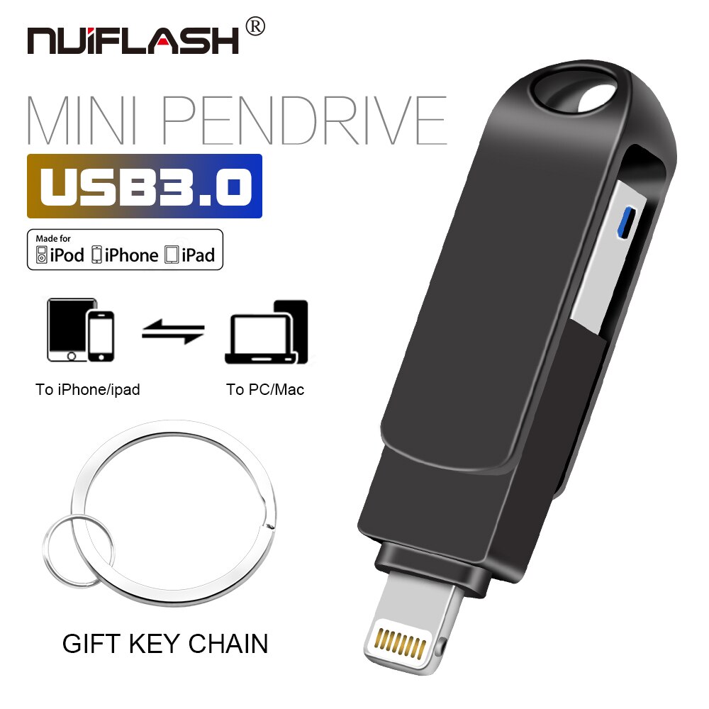 Metal Pen Drive for iPhone 128GB/256GB USB flash drive 64GB/32GB USB Stick Memory stick for ios device