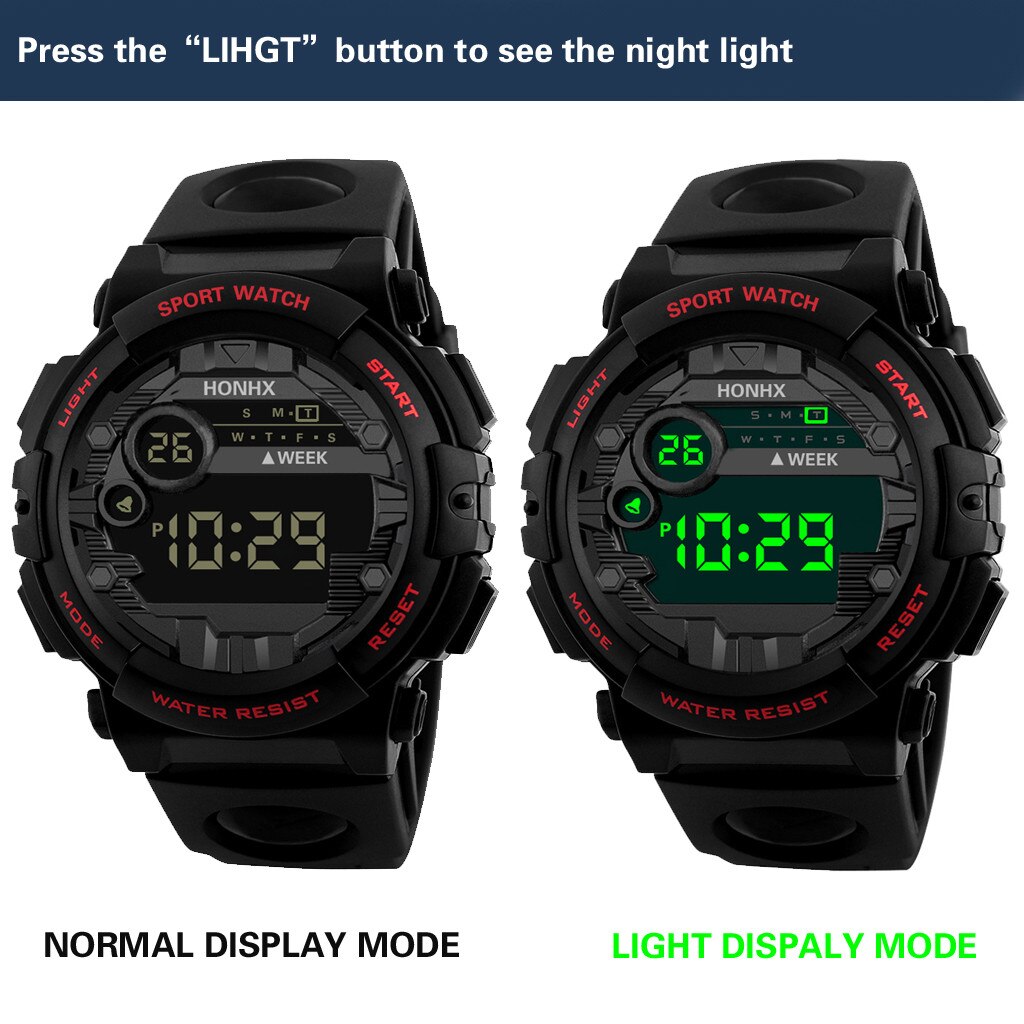Men Watch HONHX Luxury Digital LED Watch Date Sport Outdoor Electronic Watch Male Casual Waterproof Wrist Watches Masculino