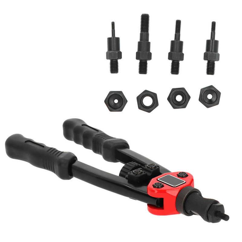Stainless Steel Manual Nut Riveter Black and Red M3 M4 M5 M8 Riveting Tool 310mm Length