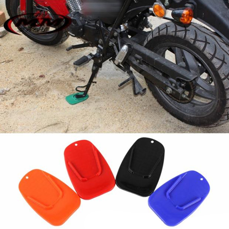 Soporte de pata de cabra para motocicleta, placa de apoyo de pie de motocicleta de plástico, placa antideslizante, almohadilla de estacionamiento, rojo, azul, negro, naranja